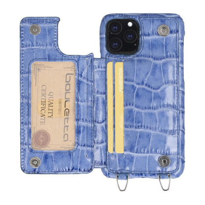 Saff iPhone 11 Series Genuine Leather Case with Crossbody Strap