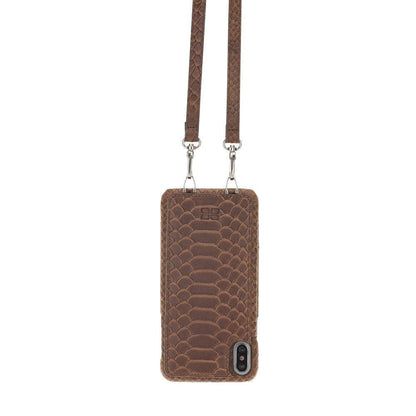 Saff iPhone X Series Genuine Leather Case with Crossbody Strap