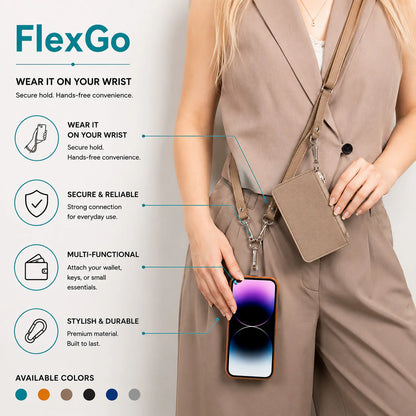 FlexGo Leather Phone Strap & Wallet Set – Clip-On Flex