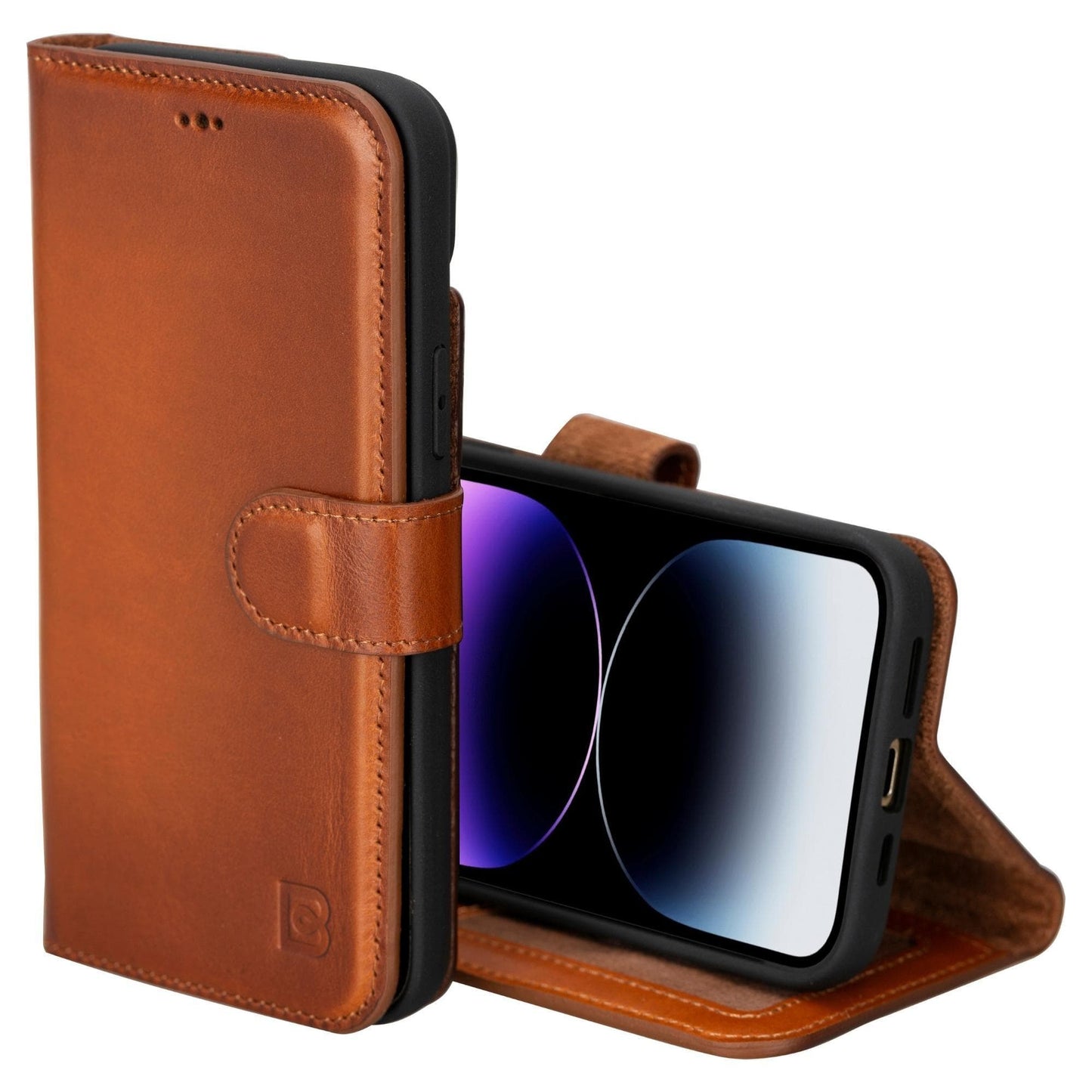 Magic iPhone 15 Series Detachable Genuine Leather Wallet Case - MW