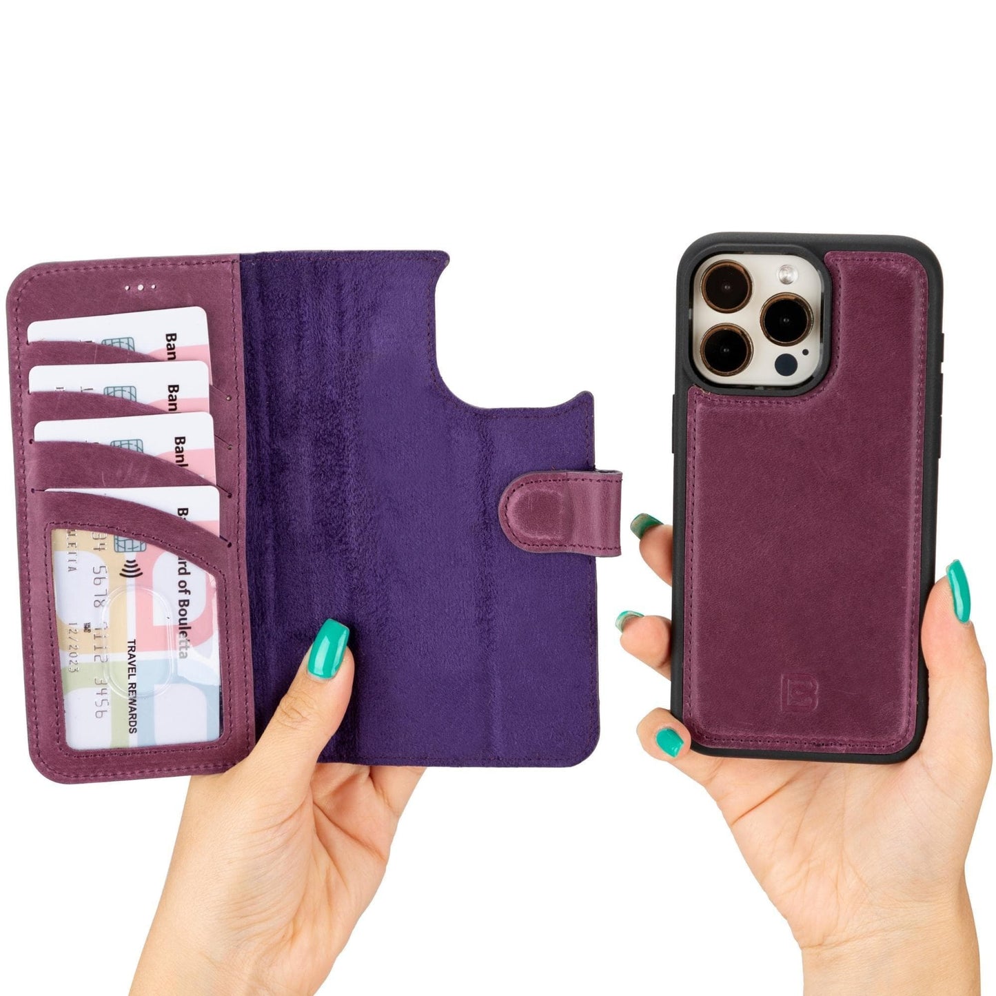 Magic iPhone 15 Series Detachable Genuine Leather Wallet Case - MW