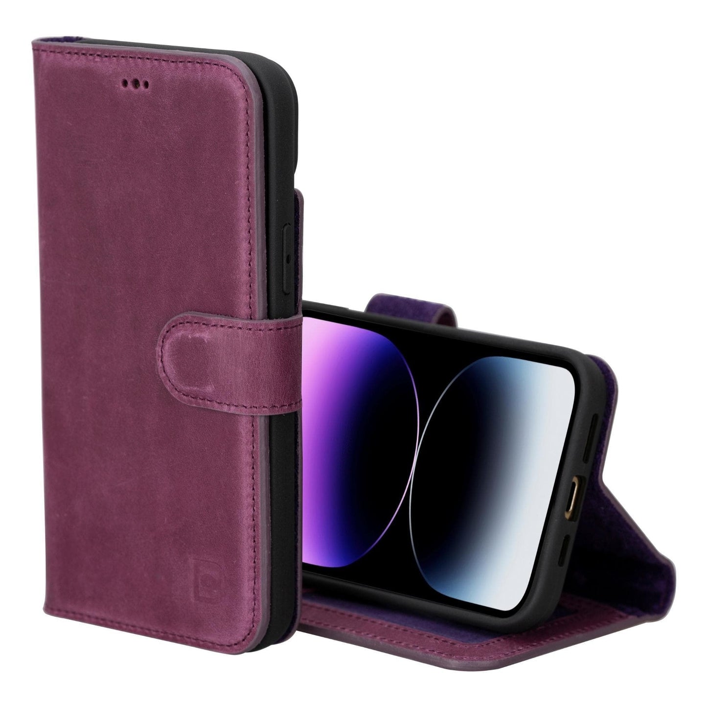 Magic iPhone 15 Series Detachable Genuine Leather Wallet Case - MW