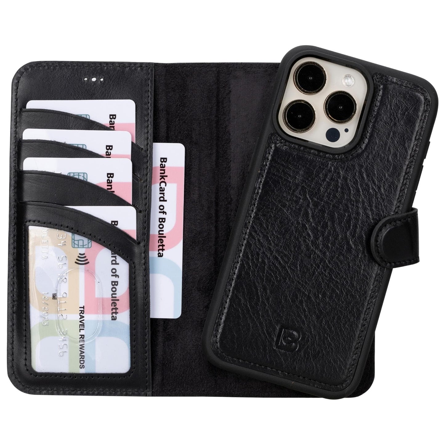 Magic iPhone 15 Series Detachable Genuine Leather Wallet Case - MW