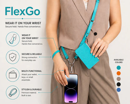 FlexGo Leather Phone Strap & Wallet Set – Clip-On Flex