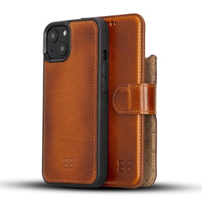 Magic iPhone 13 Series Detachable Genuine Leather Wallet Case - MW