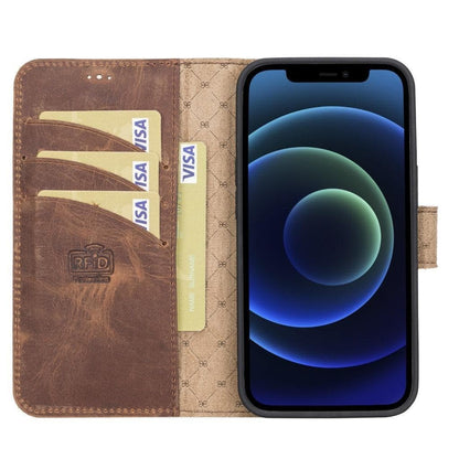 Magic iPhone 13 Series Detachable Genuine Leather Wallet Case - MW