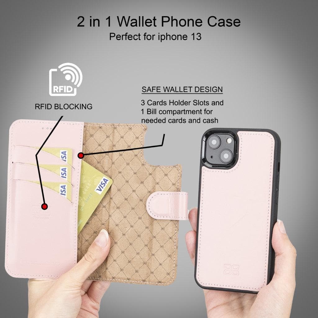 Magic iPhone 13 Series Detachable Genuine Leather Wallet Case - MW