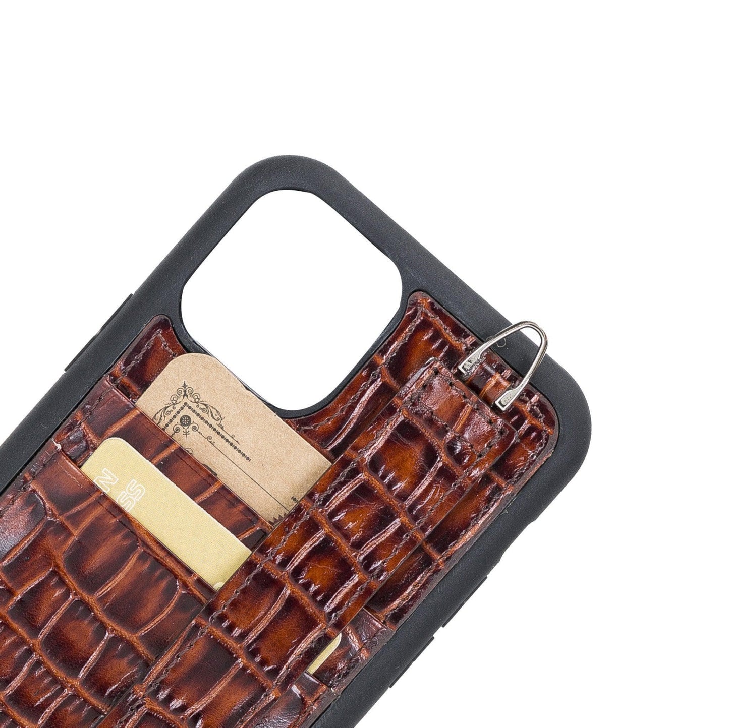 Flex Cover Card Holder iPhone 11 Series Genuine Leather Back Cover with Hand Strap / FX-CC-HA