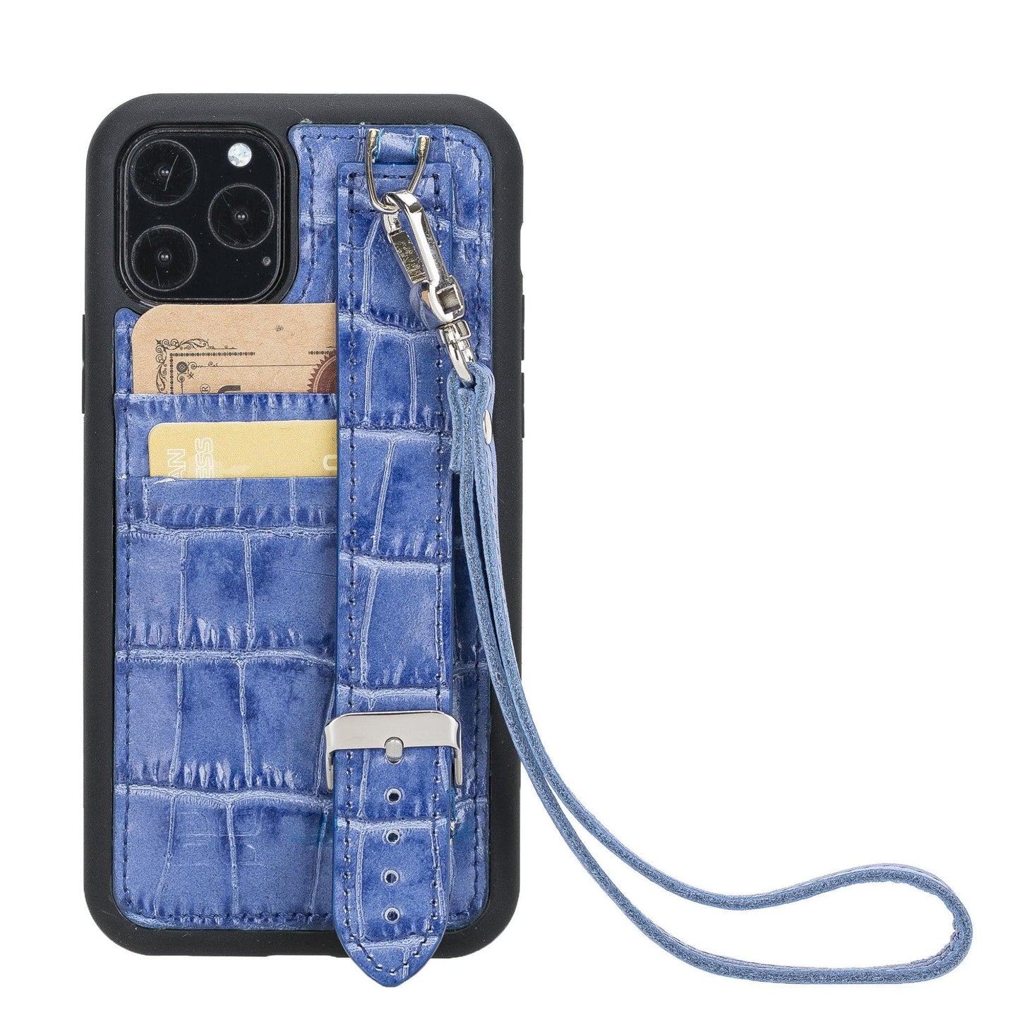 Flex Cover Card Holder iPhone 11 Series Genuine Leather Back Cover with Hand Strap / FX-CC-HA