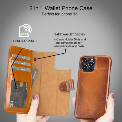 F360 Magic Wallet iPhone 13 Series Genuine Leather Detachable Wallet Case - F360MW