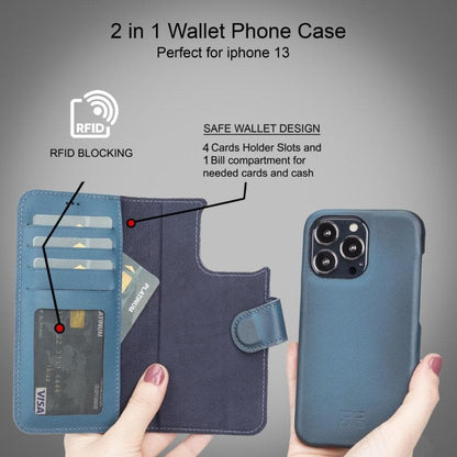 F360 Magic Wallet iPhone 13 Series Genuine Leather Detachable Wallet Case - F360MW