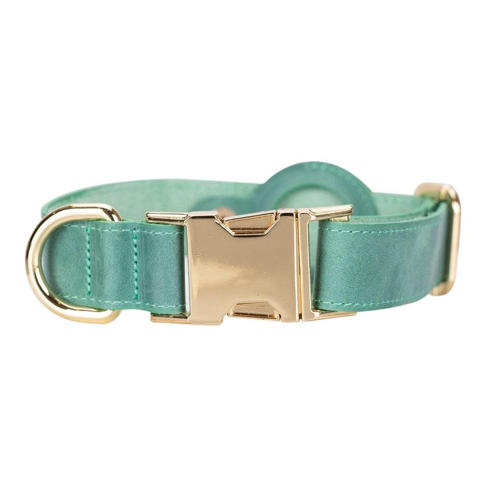 Adjustable Leather Dog Collar with AirTag Holder - The Stitched Cow