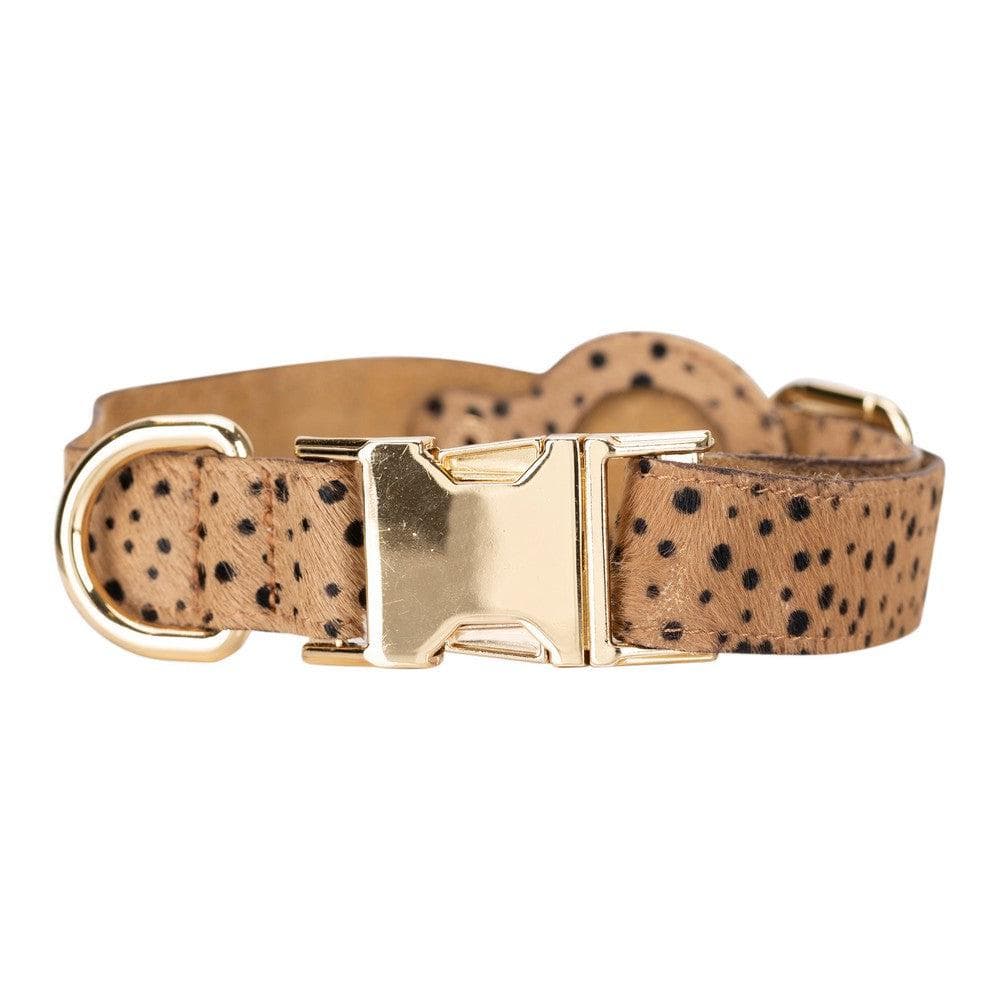 Adjustable Leather Dog Collar with AirTag Holder - The Stitched Cow