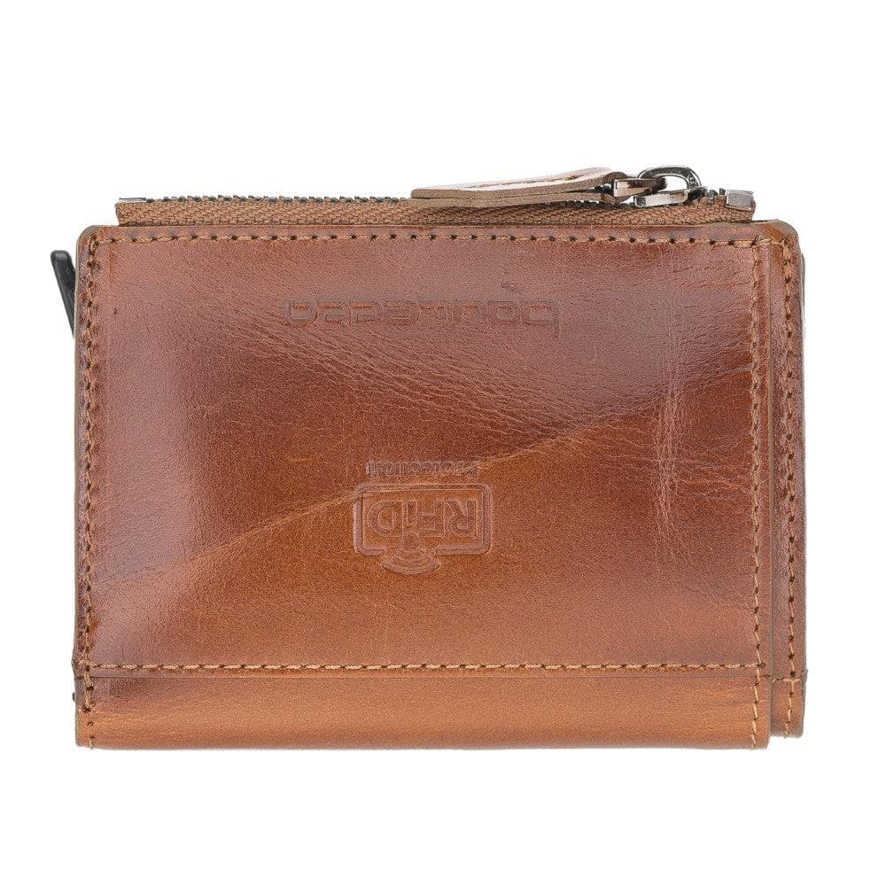Zip Mechanical Genuine Leather Card Holder