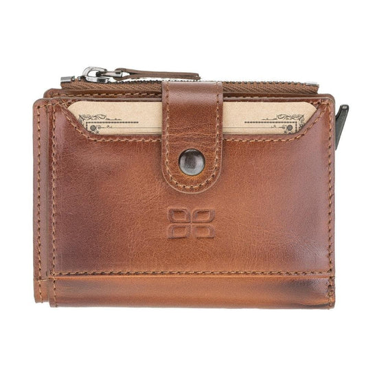 Zip Mechanical Genuine Leather Card Holder