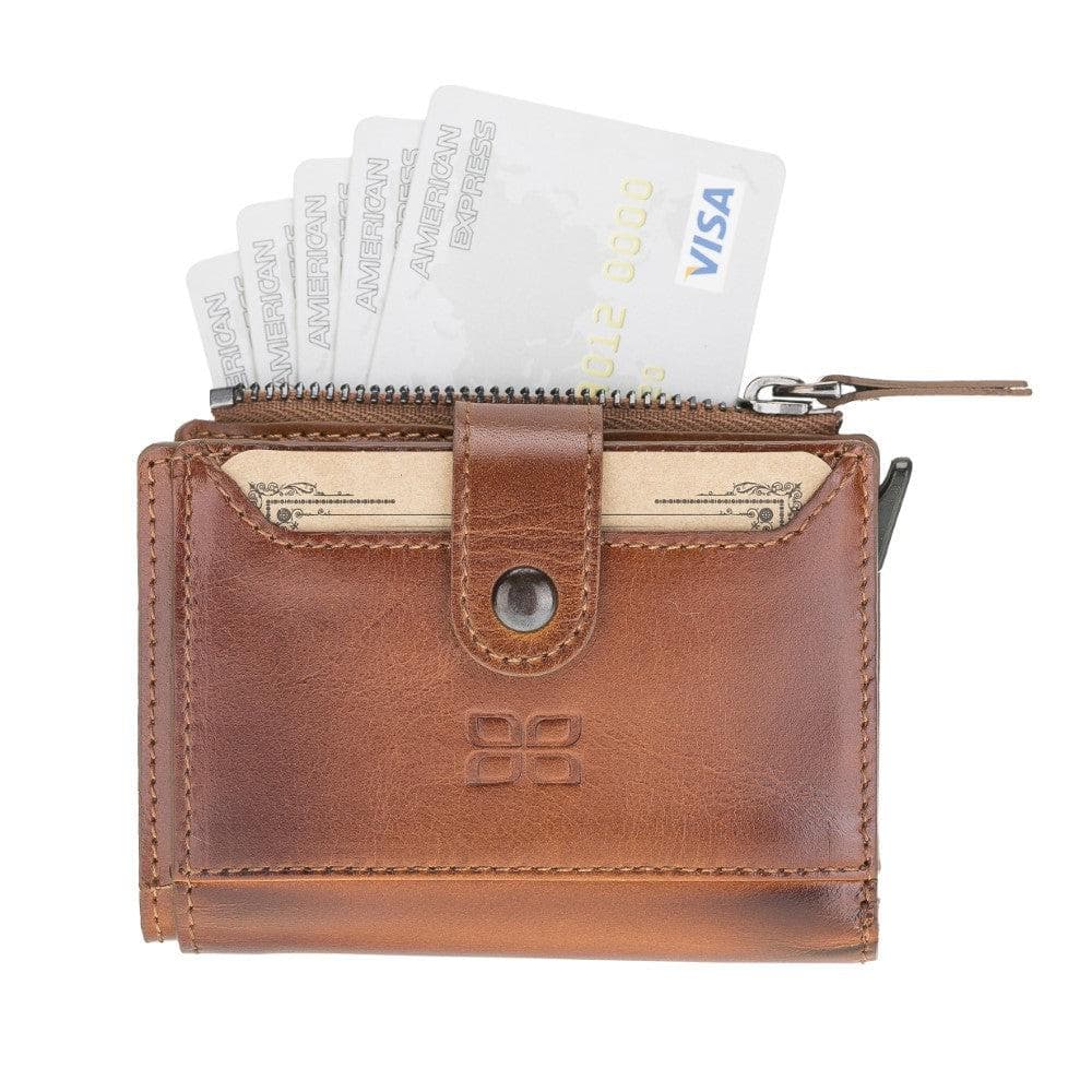 Zip Mechanical Genuine Leather Card Holder