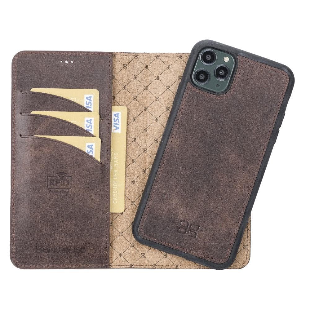 Magic iPhone 11 Series Detachable Genuine Leather Wallet Case - MW