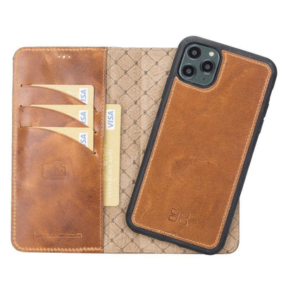 Magic iPhone 11 Series Detachable Genuine Leather Wallet Case - MW