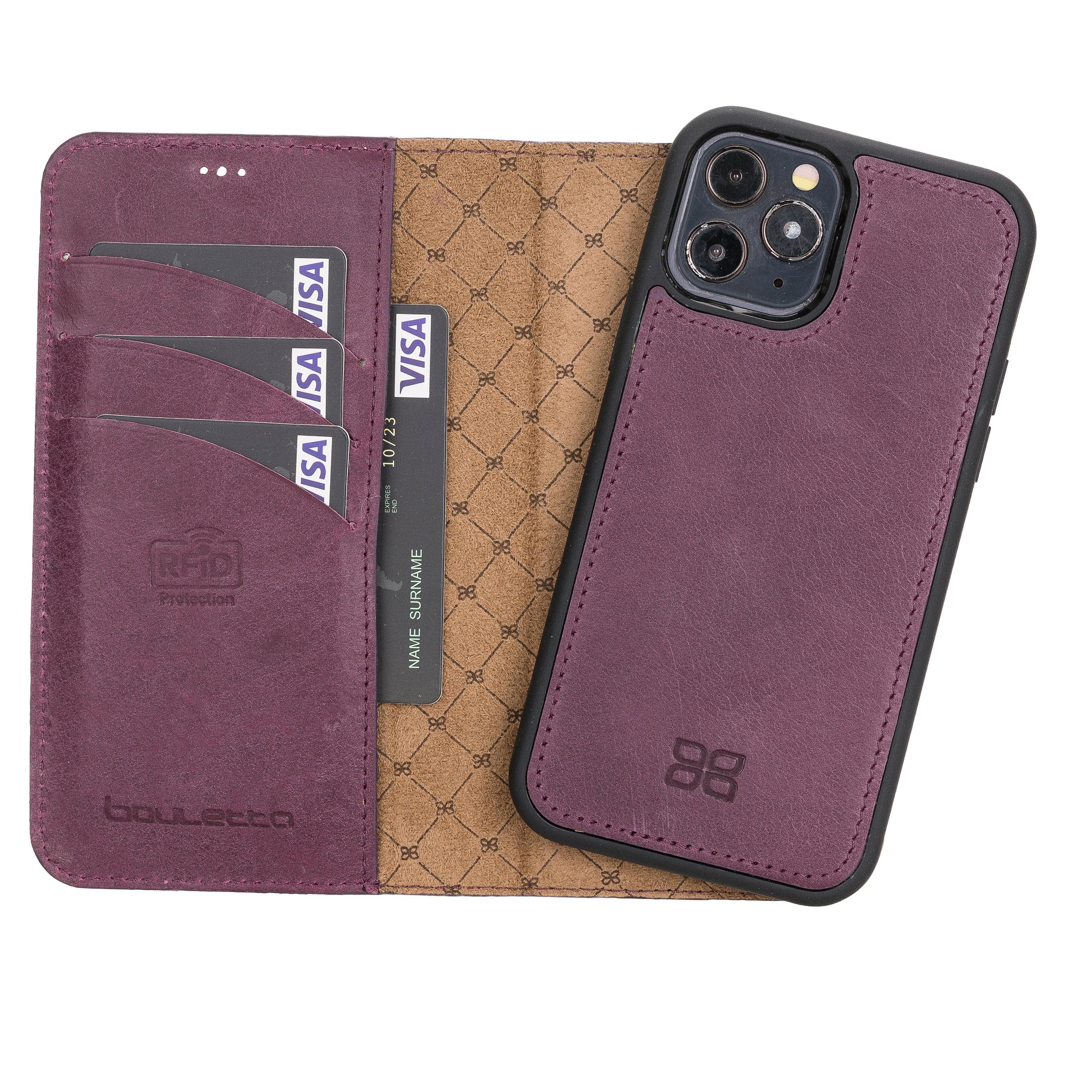 Magic iPhone 12 Series Detachable Genuine Leather Wallet Case - MW