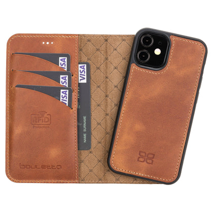 Magic iPhone 12 Series Detachable Genuine Leather Wallet Case - MW