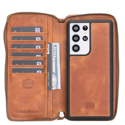 Pouch Magic Wallet Samsung Galaxy S21 Series Detachable and Zipper Genuine Leather Wallet Case - PMW