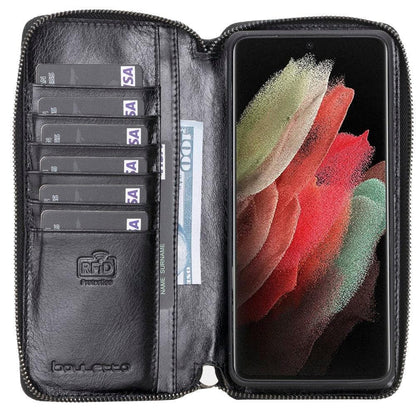 Pouch Magic Wallet Samsung Galaxy S21 Series Detachable and Zipper Genuine Leather Wallet Case - PMW