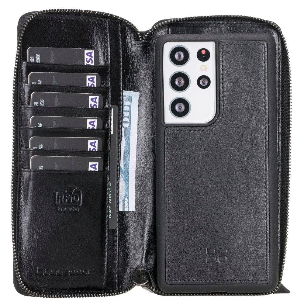 Pouch Magic Wallet Samsung Galaxy S21 Series Detachable and Zipper Genuine Leather Wallet Case - PMW