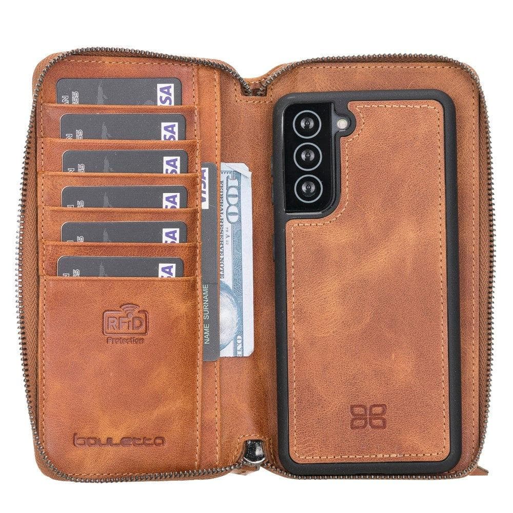 Pouch Magic Wallet Samsung Galaxy S21 Series Detachable and Zipper Genuine Leather Wallet Case - PMW