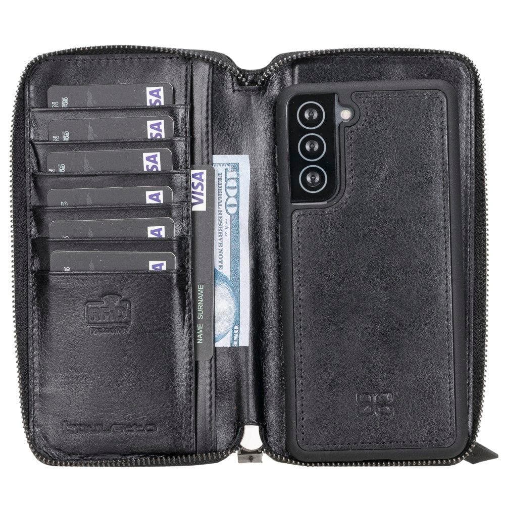 Pouch Magic Wallet Samsung Galaxy S21 Series Detachable and Zipper Genuine Leather Wallet Case - PMW