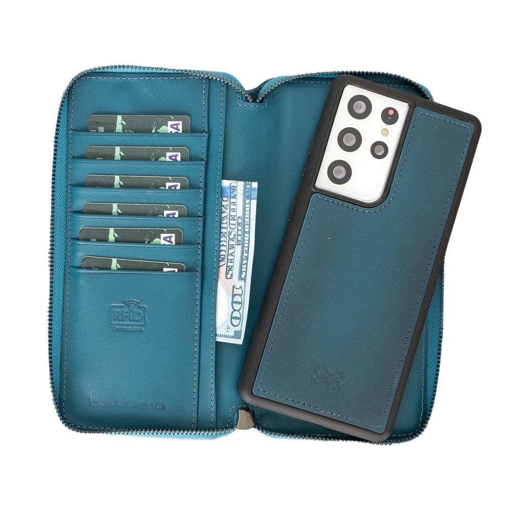 Pouch Magic Wallet Samsung Galaxy S21 Series Detachable and Zipper Genuine Leather Wallet Case - PMW