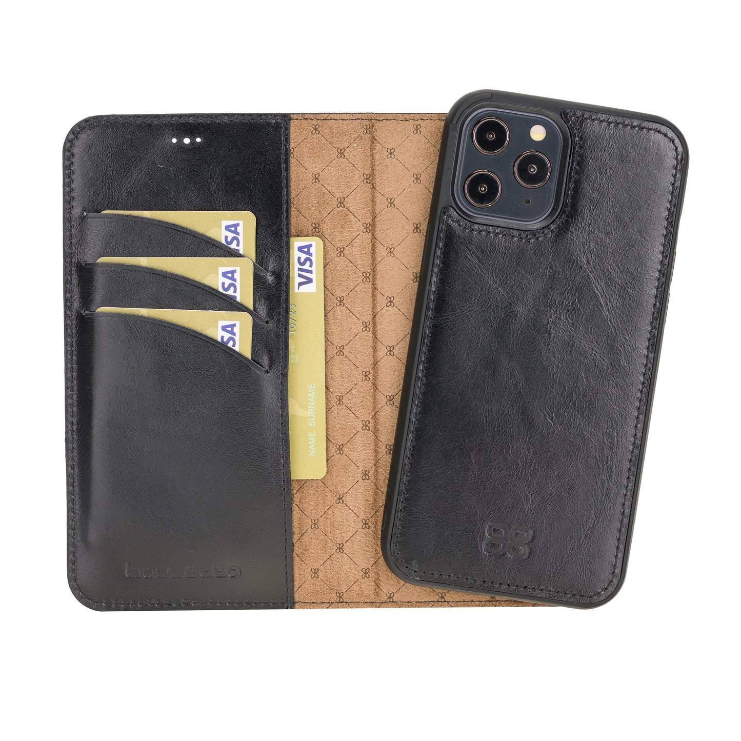 Magic iPhone 12 Series Detachable Genuine Leather Wallet Case - MW