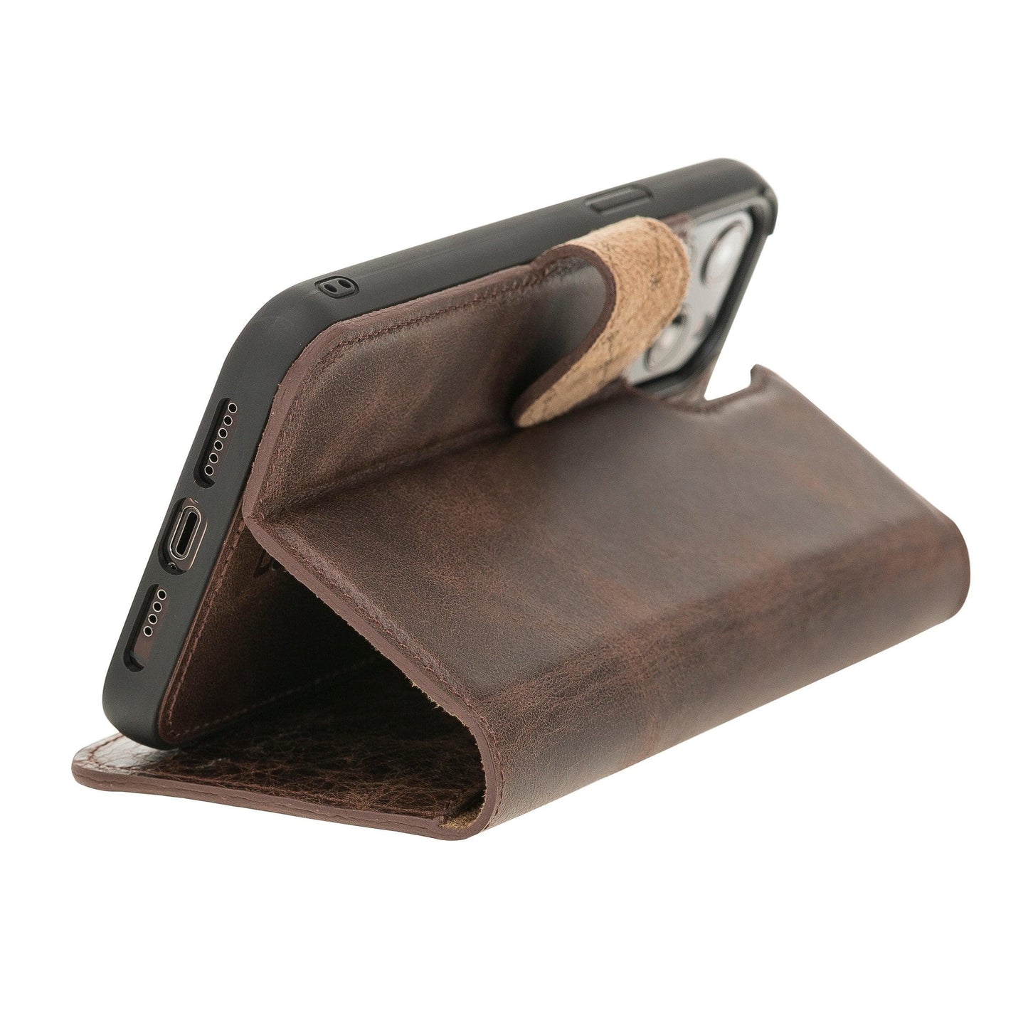 Magic iPhone 12 Series Detachable Genuine Leather Wallet Case - MW