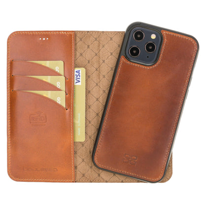 Magic iPhone 12 Series Detachable Genuine Leather Wallet Case - MW