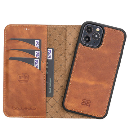 Magic iPhone 12 Series Detachable Genuine Leather Wallet Case - MW