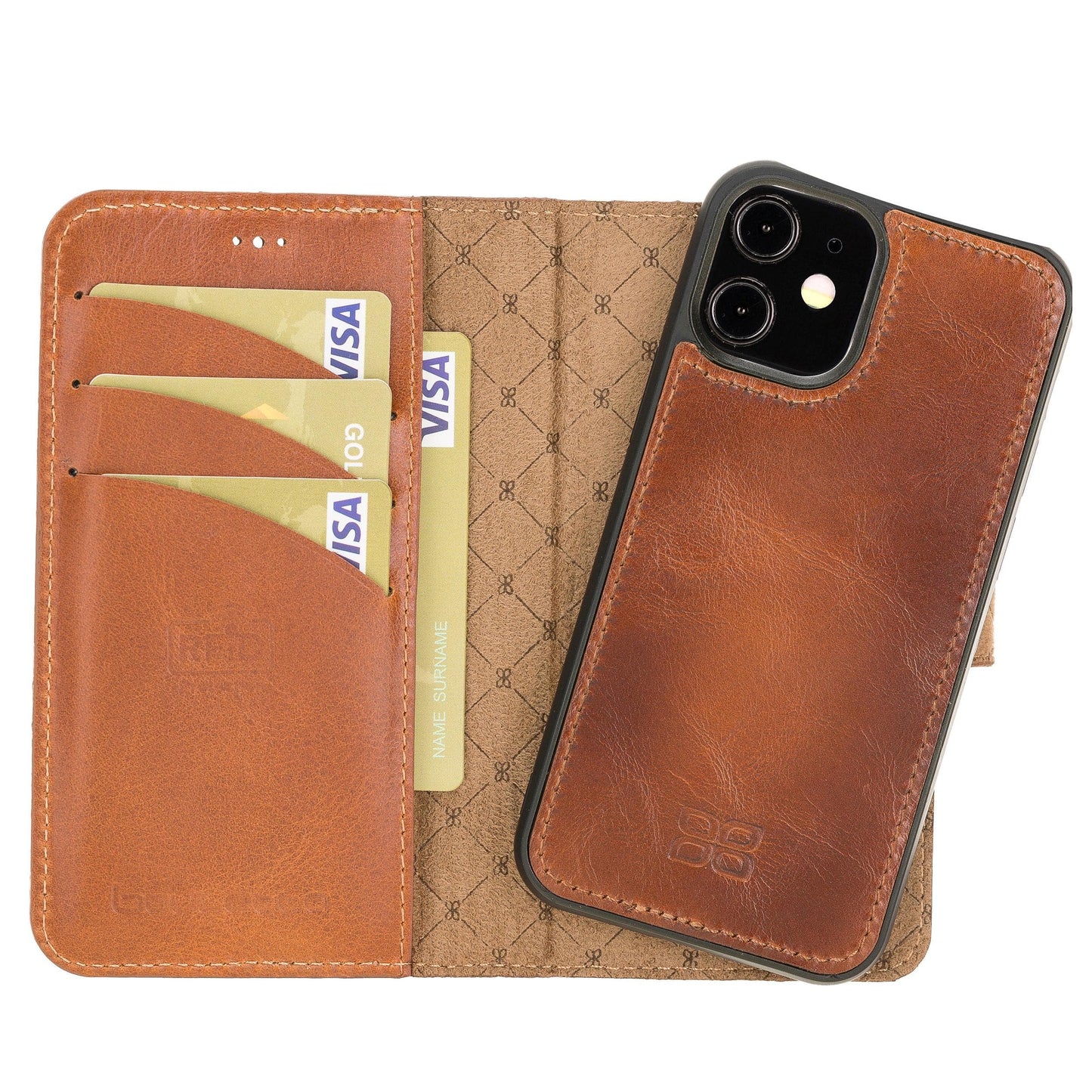 Magic iPhone 12 Series Detachable Genuine Leather Wallet Case - MW