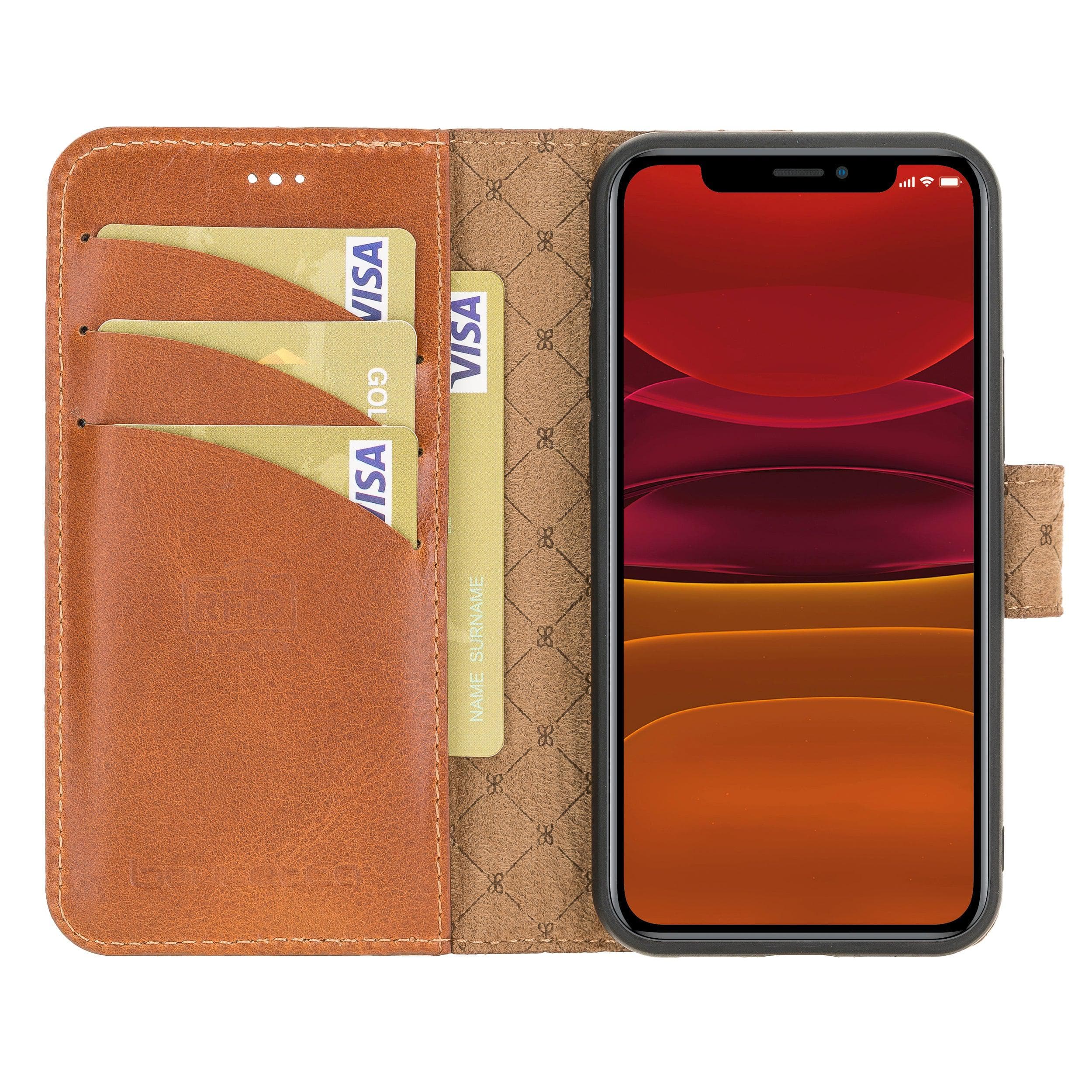 Magic iPhone 12 Series Detachable Genuine Leather Wallet Case - MW