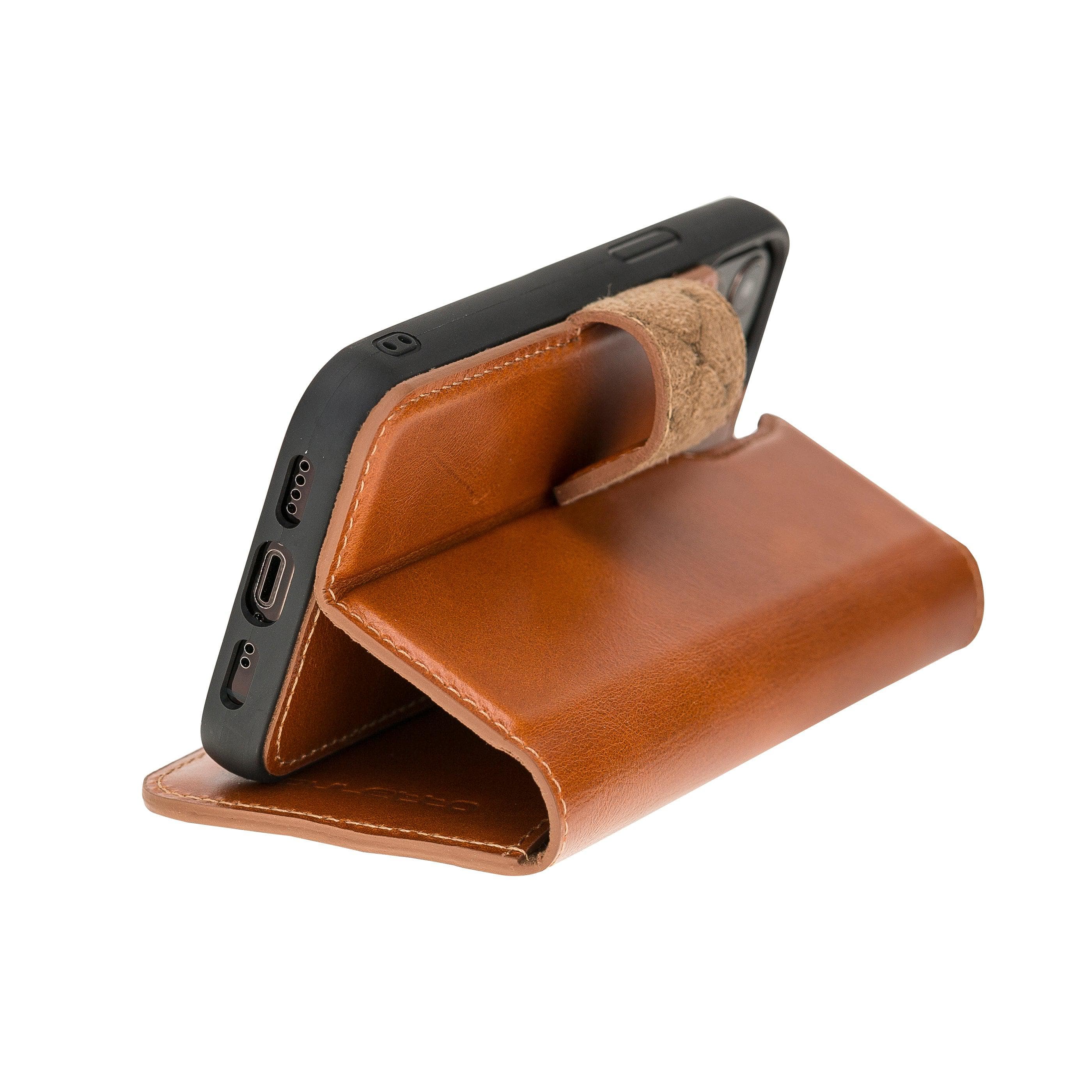 Magic iPhone 12 Series Detachable Genuine Leather Wallet Case - MW