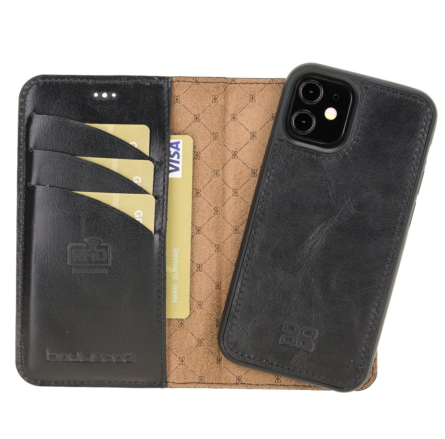 Magic iPhone 12 Series Detachable Genuine Leather Wallet Case - MW