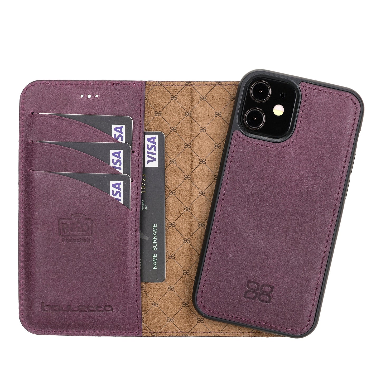 Magic iPhone 12 Series Detachable Genuine Leather Wallet Case - MW