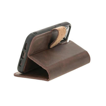 Magic iPhone 12 Series Detachable Genuine Leather Wallet Case - MW