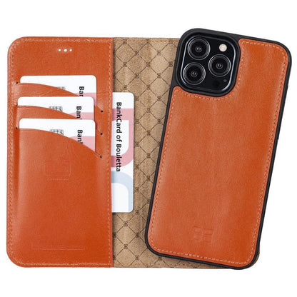 Magic iPhone 13 Series Detachable Colorful Genuine Leather Wallet Case - MW