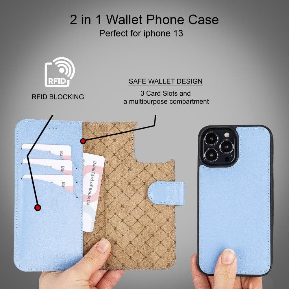 Magic iPhone 13 Series Detachable Colorful Genuine Leather Wallet Case - MW