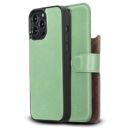 Magic iPhone 13 Series Detachable Colorful Genuine Leather Wallet Case