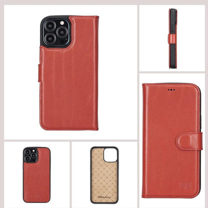 Magic iPhone 13 Series Detachable Colorful Genuine Leather Wallet Case
