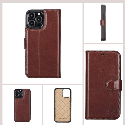 Magic iPhone 13 Series Detachable Colorful Genuine Leather Wallet Case