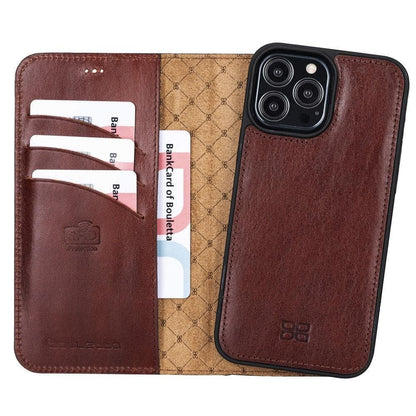 Magic iPhone 13 Series Detachable Colorful Genuine Leather Wallet Case