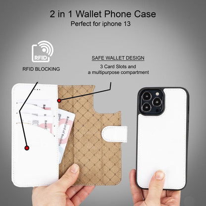 Magic iPhone 13 Series Detachable Colorful Genuine Leather Wallet Case