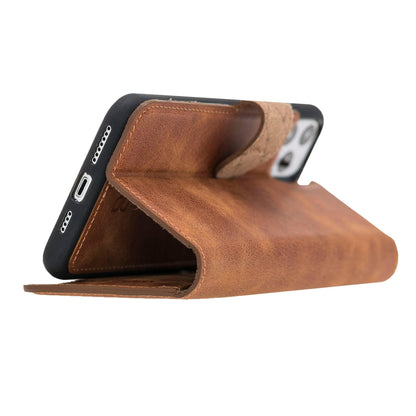 Magic iPhone 11 Series Detachable Genuine Leather Wallet Case - MW