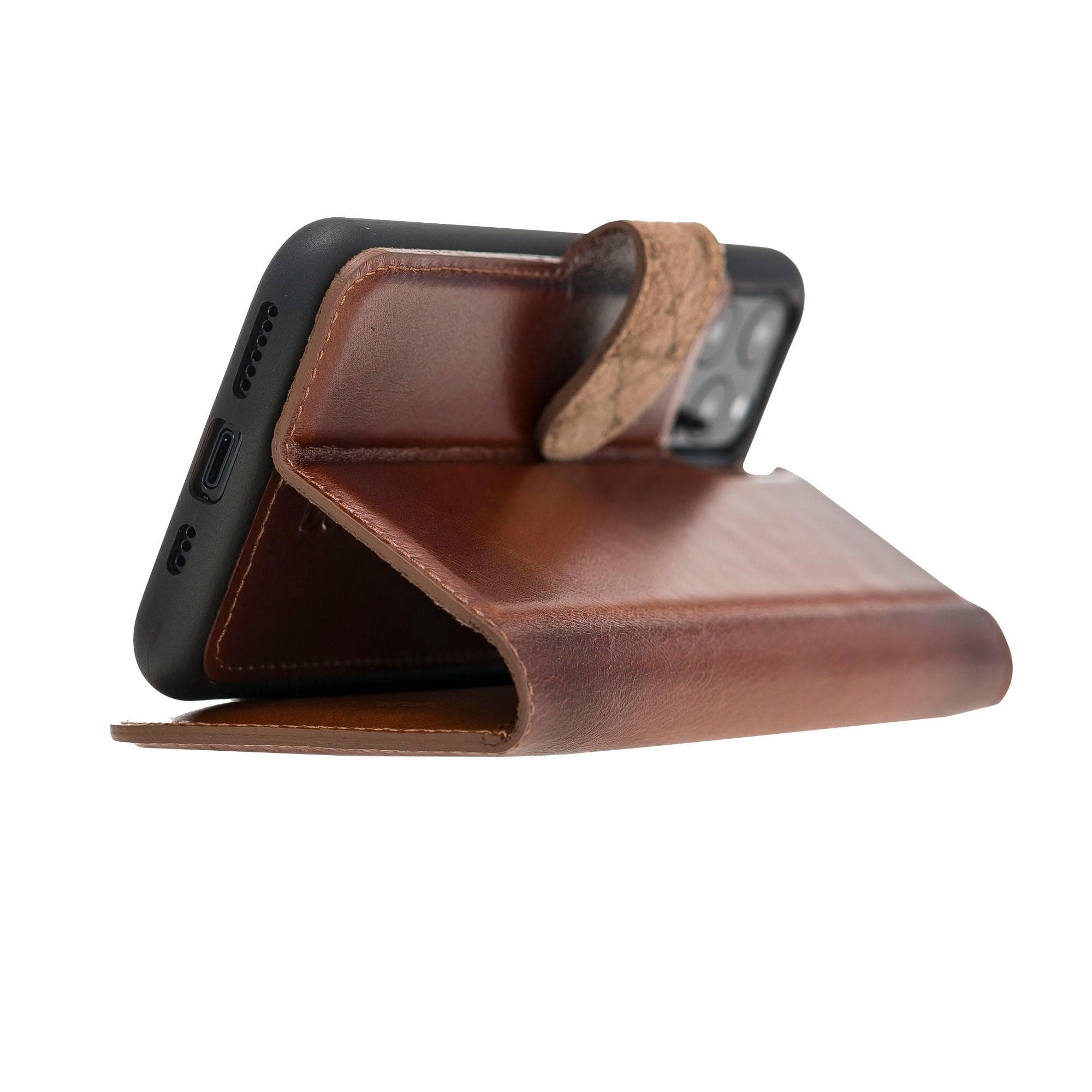 Magic iPhone 11 Series Detachable Genuine Leather Wallet Case - MW