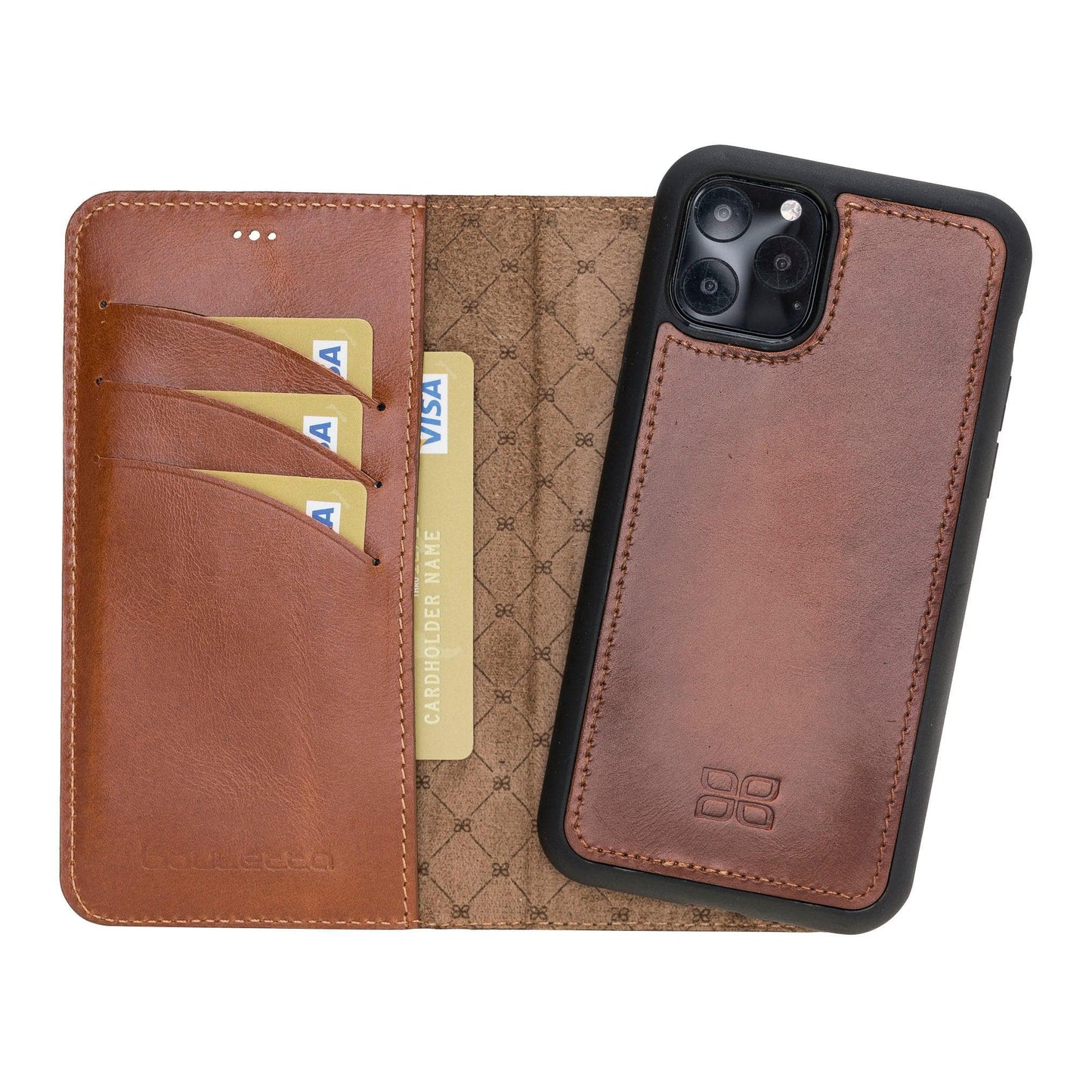 Magic iPhone 11 Series Detachable Genuine Leather Wallet Case - MW